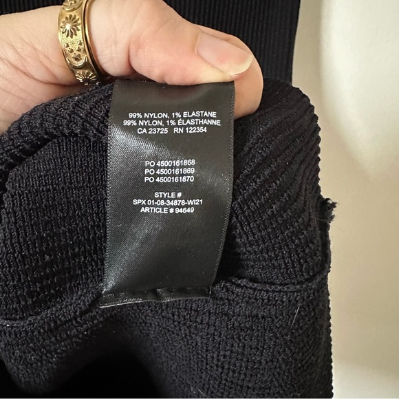 Aritzia Babaton Sculpt Knit Ribbed Crisscross Black Dress Size M - Picture 8 of 9